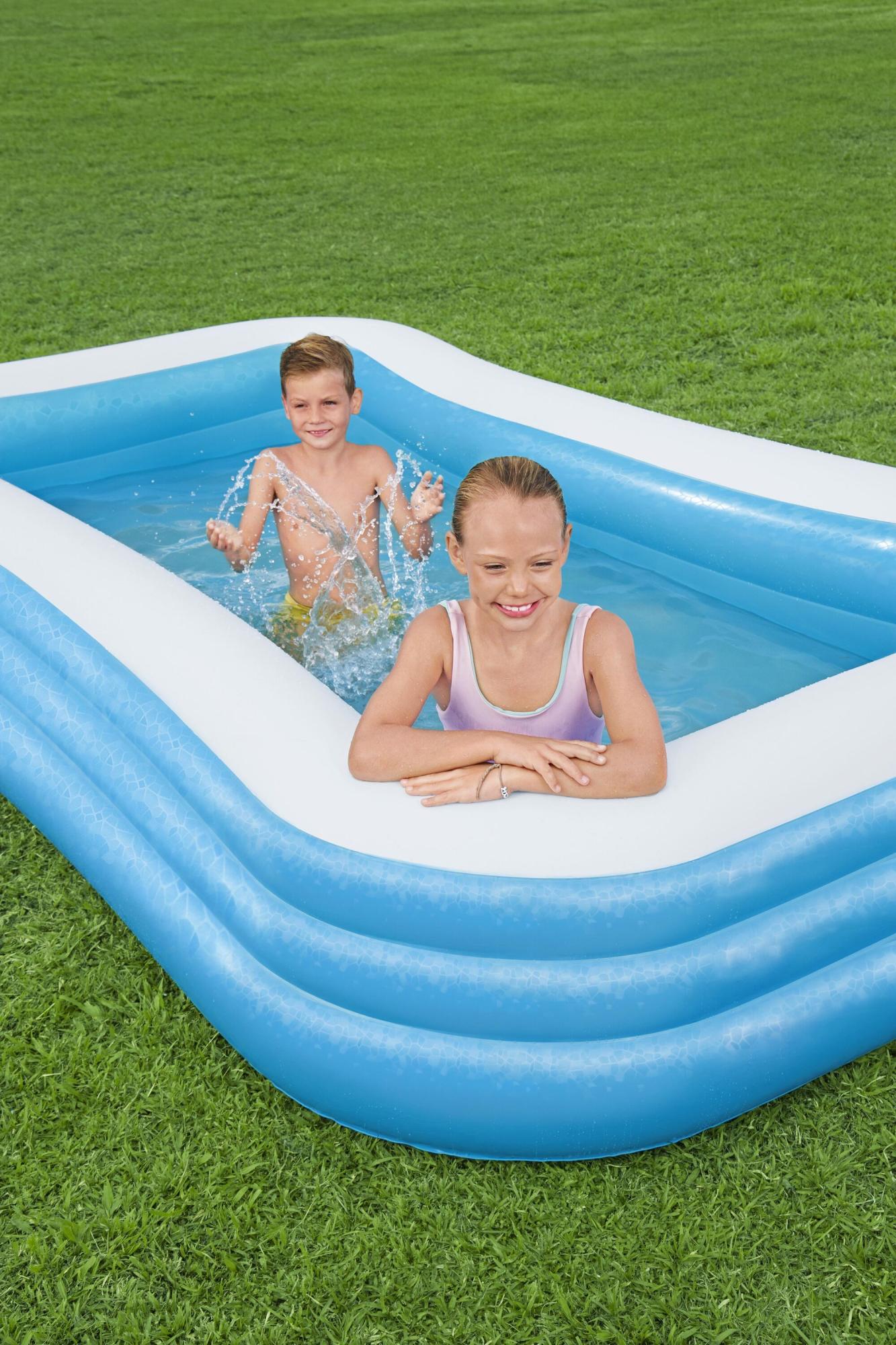 Piscina Gonfiabile Familiare 3 Anelli 205x125x50 Cm Per Bambini E Adulti
