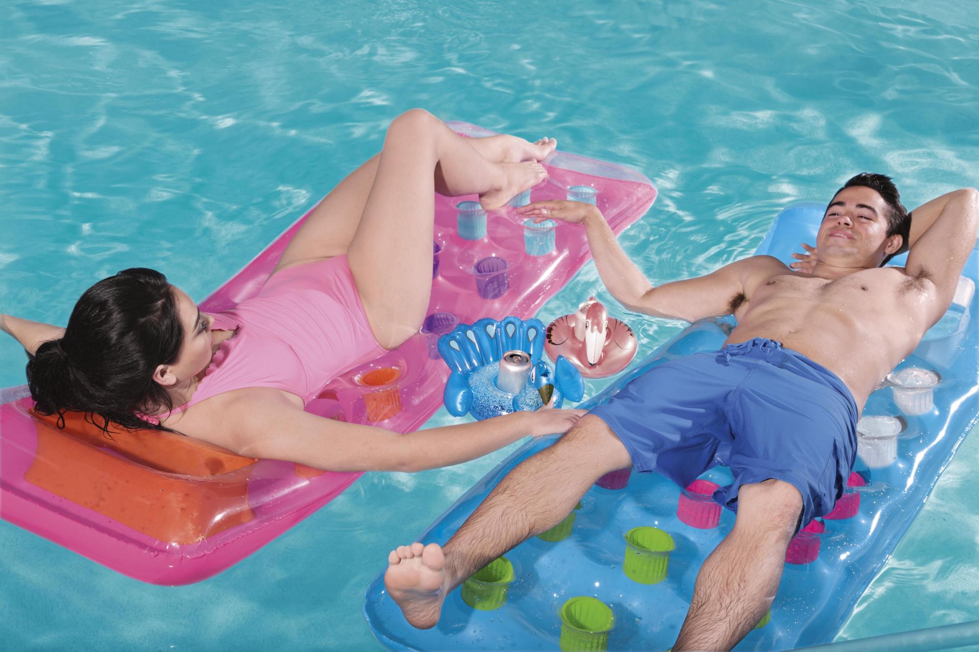 Set Di 15 Portabicchieri Gonfiabili Per Piscina Con Pompa - Forme Unicorno, Cigno, Sirena, Ciambella E Frutta - Portabevande Per Festa In Piscina, Spiaggia E Giardino