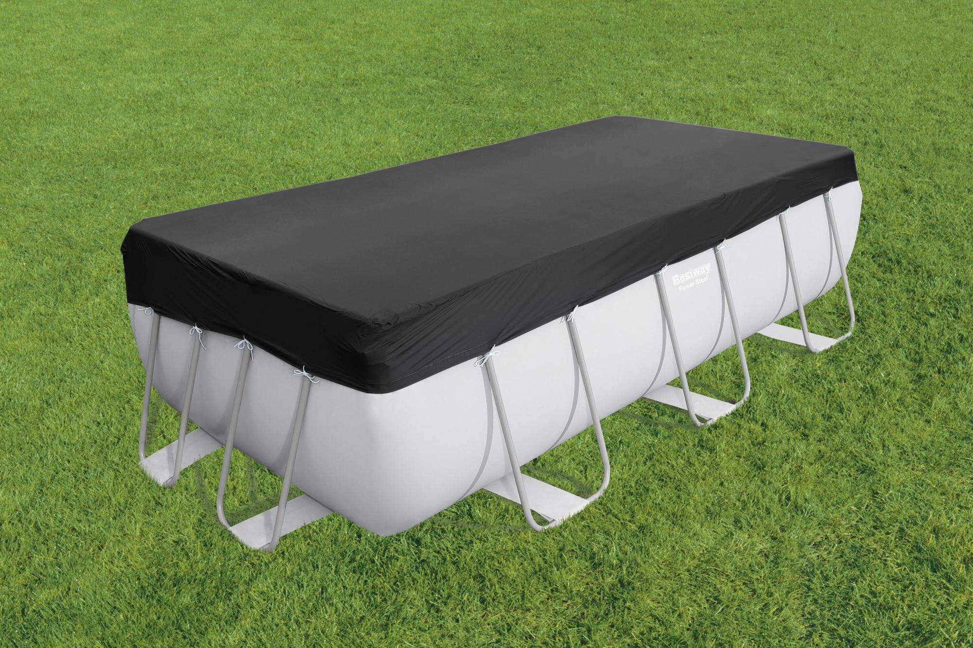 Copertura Per Piscina Rettangolare 4,3x2,1 M Con Corda E 12 Cinghie – Tessuto Oxford 210D Resistente UV, Antipolvere E Foglie